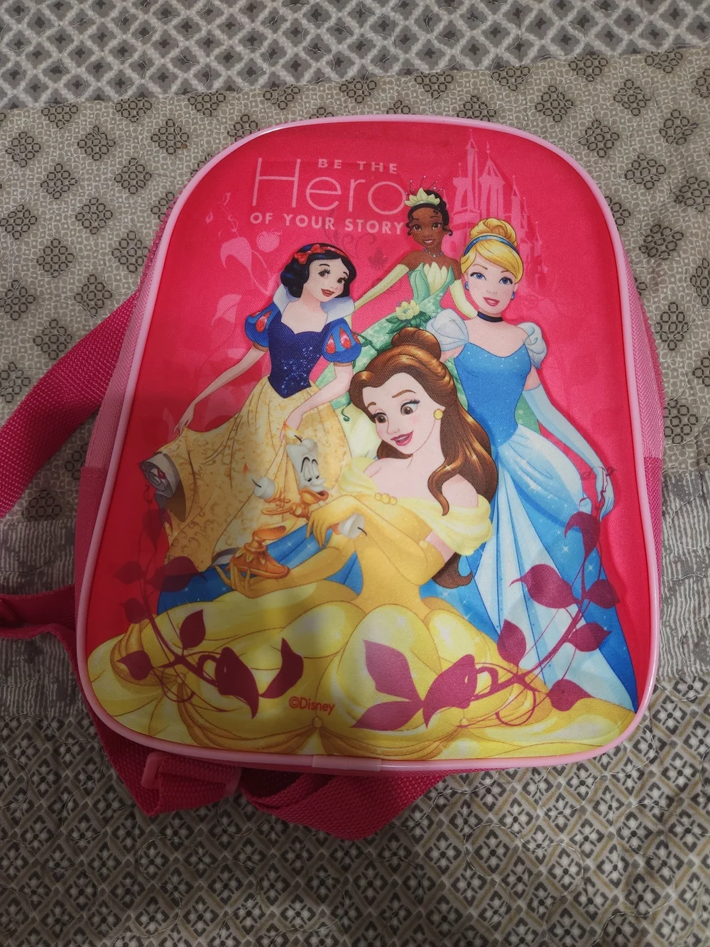 Disney Princess Pink and Yellow Kids Backpack with Castle Artwork(MINI)